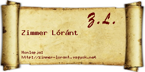 Zimmer Lóránt névjegykártya